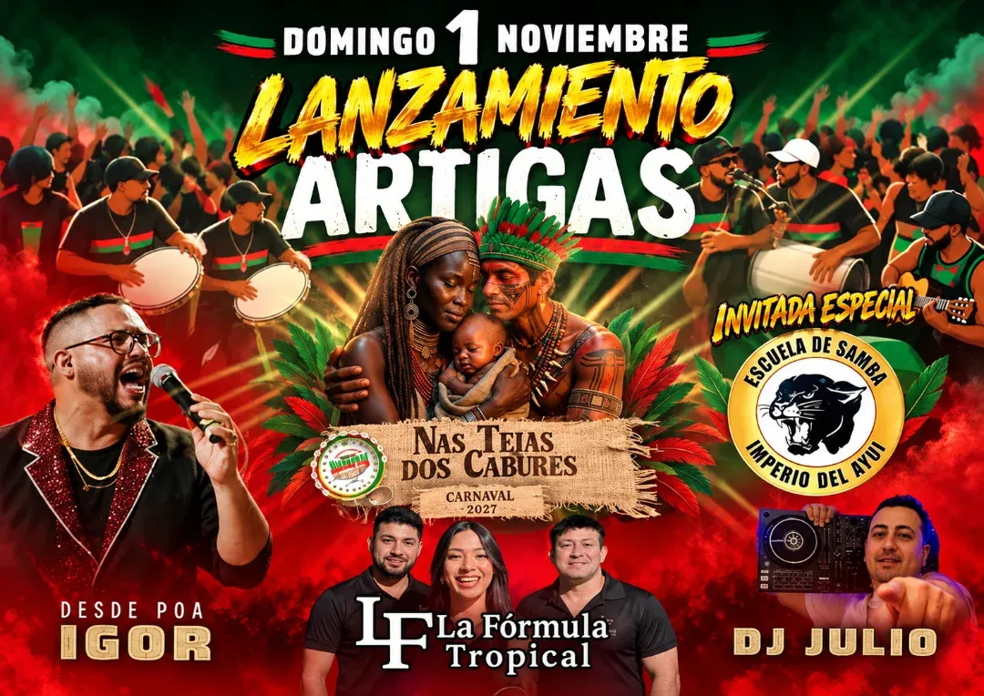 Poster for Barrio Rampla's 2027 samba enredo launch on Sunday, November 1.