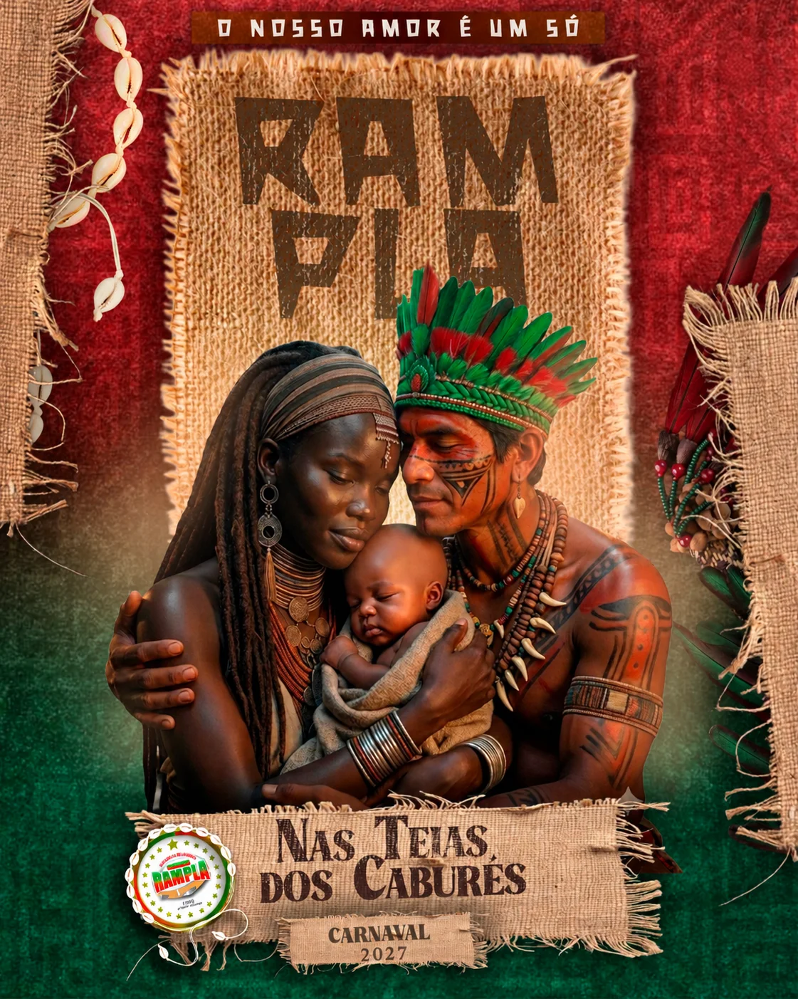 Afiche do enredo Nas Teias dos Caburés - As Veias da Miscigenação do Barrio Rampla