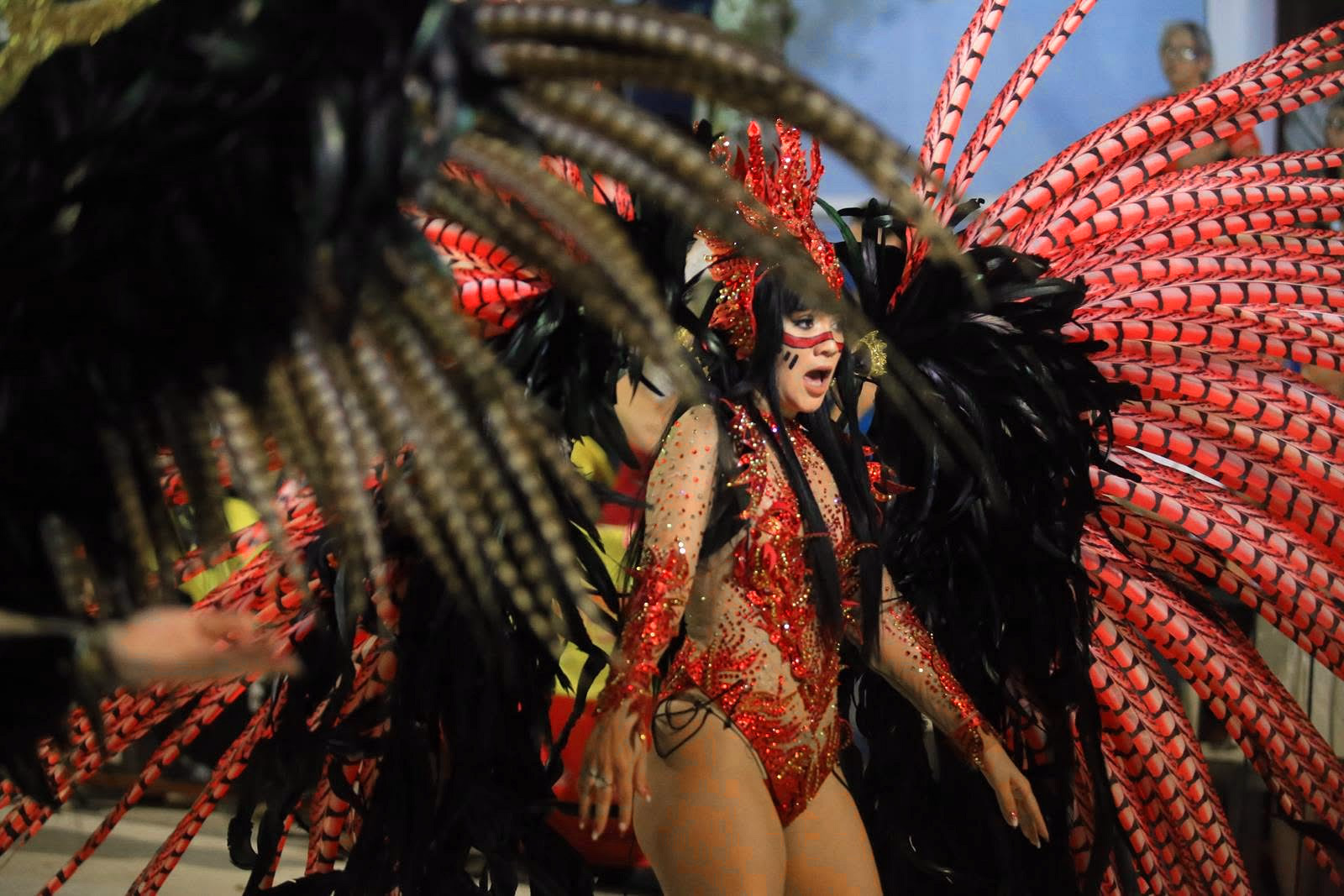 Destaque de Imperio del Ayuí con plumas negras y rojas