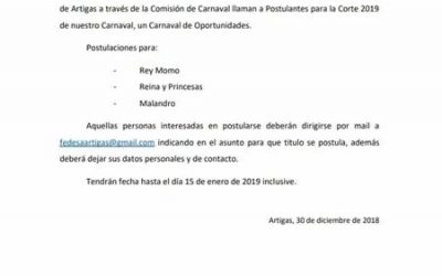 Elección de la Reina del Carnaval de Artigas 2019